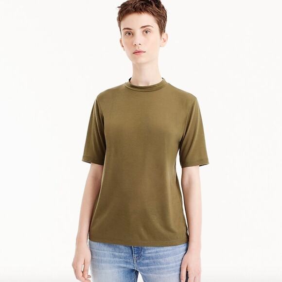 NWT J. Crew Olive Green Mockneck Lyocell T-Shirt - SIZE XS - Picture 4 of 8